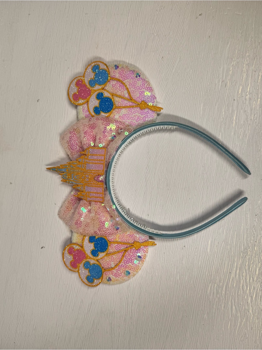 Pink Sequin Castle Headband with Balloon Accents
